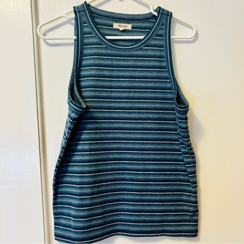 Striped Ribbed Tank Top - Blue - Picture 7 of 13